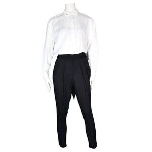 Helmut Lang Women's Size US4 Black Pleated Pant Cropped Slim-Fit Trouser $200